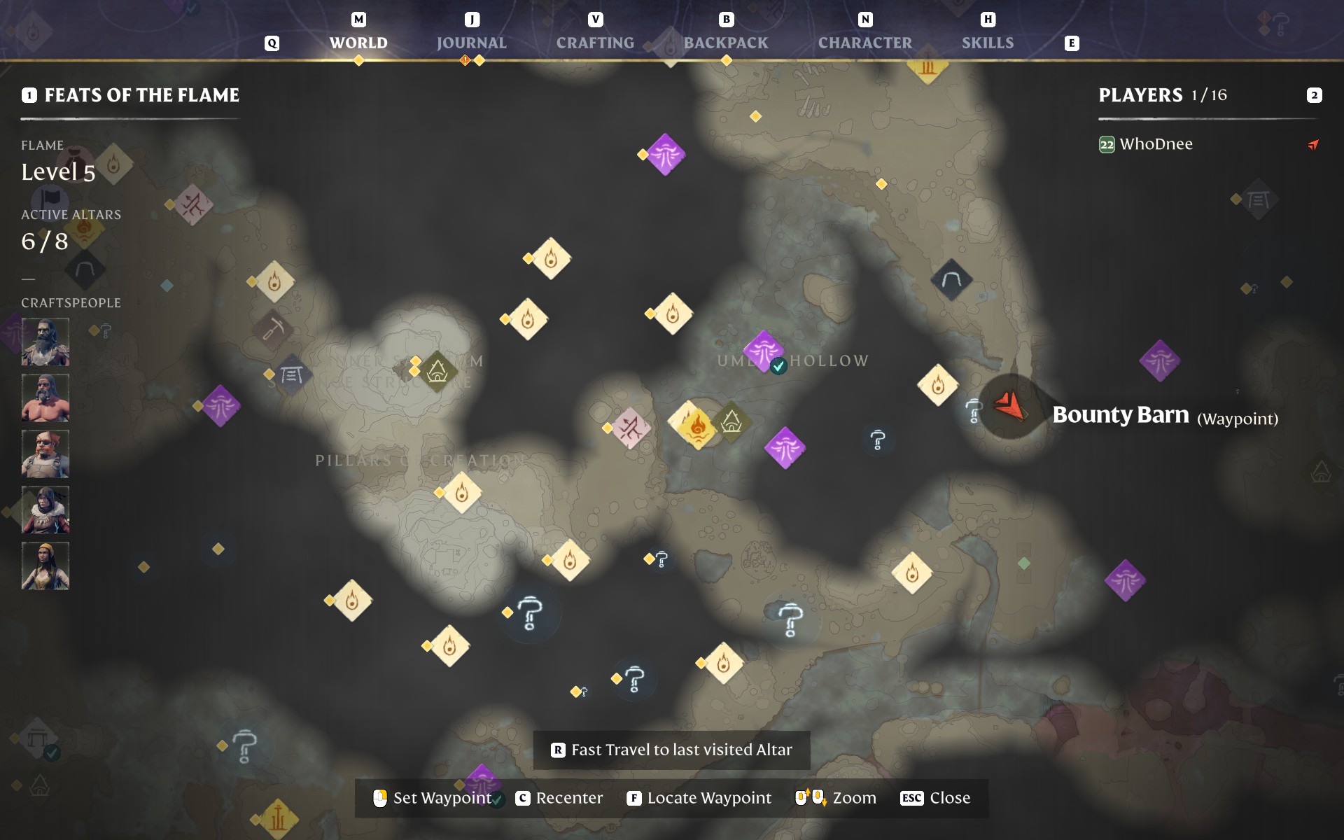 Mapa del jugador de Enshrouded