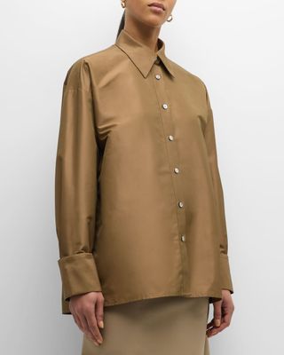 Taffeta button front shirt