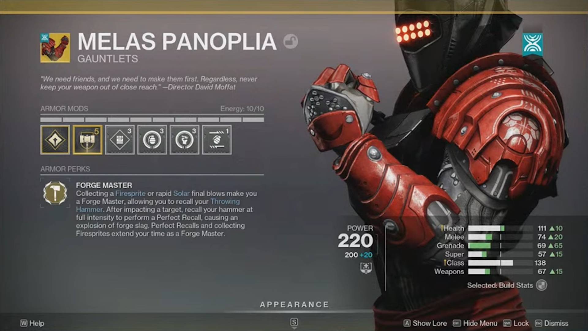 Destiny 2 Edge of Fate Exotic melas panoplia titan gauntlets