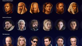 A screenshot of some Game of Thrones avatar choices on the Max streaming service