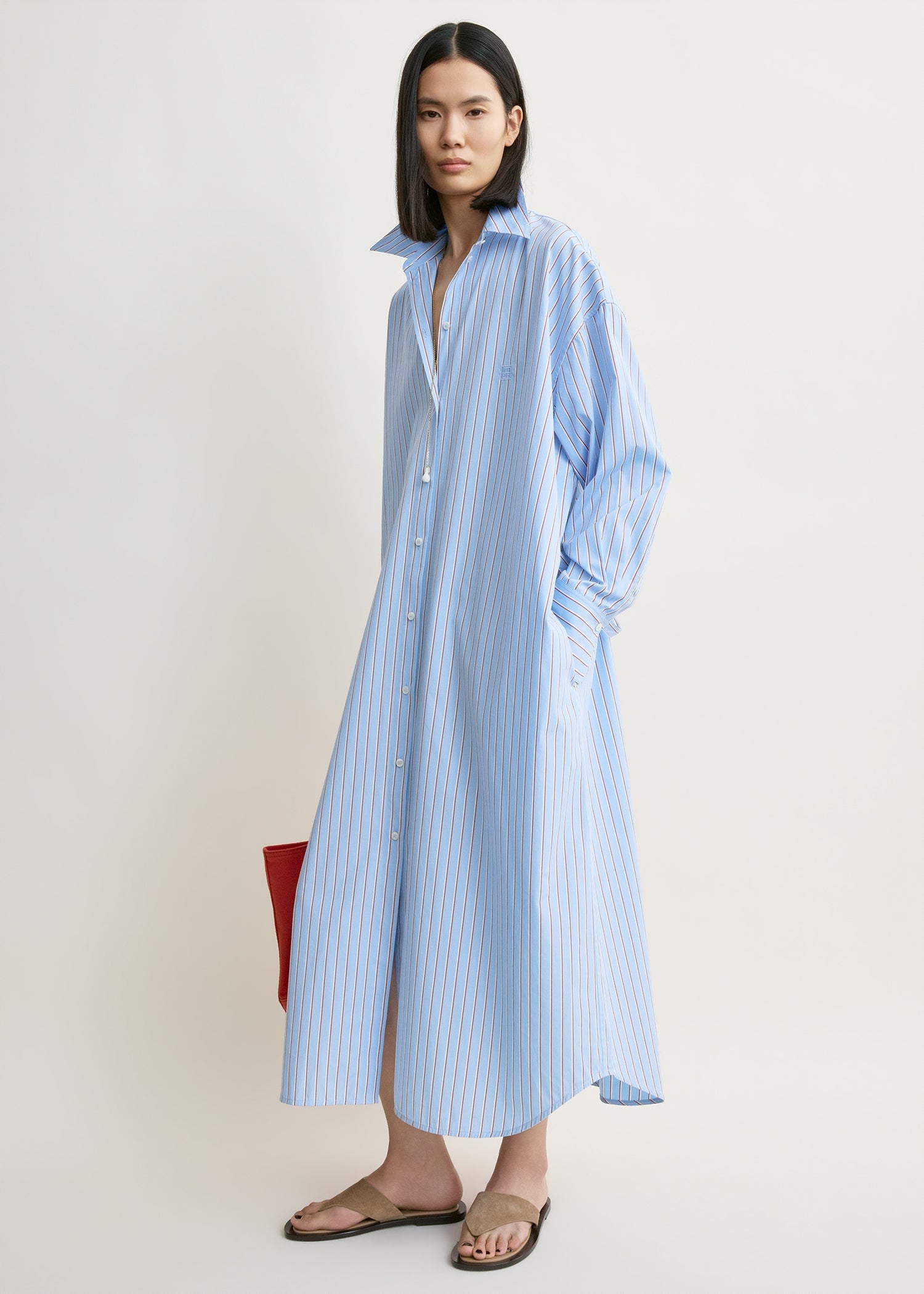 Striped Shirtdress Pale Blue/red - 30