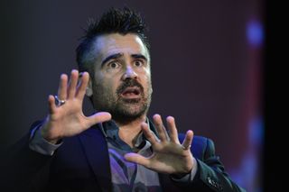 Colin Farrell speaks at the Dublin Convention Center in Ireland, on Jan. 9, 2019.