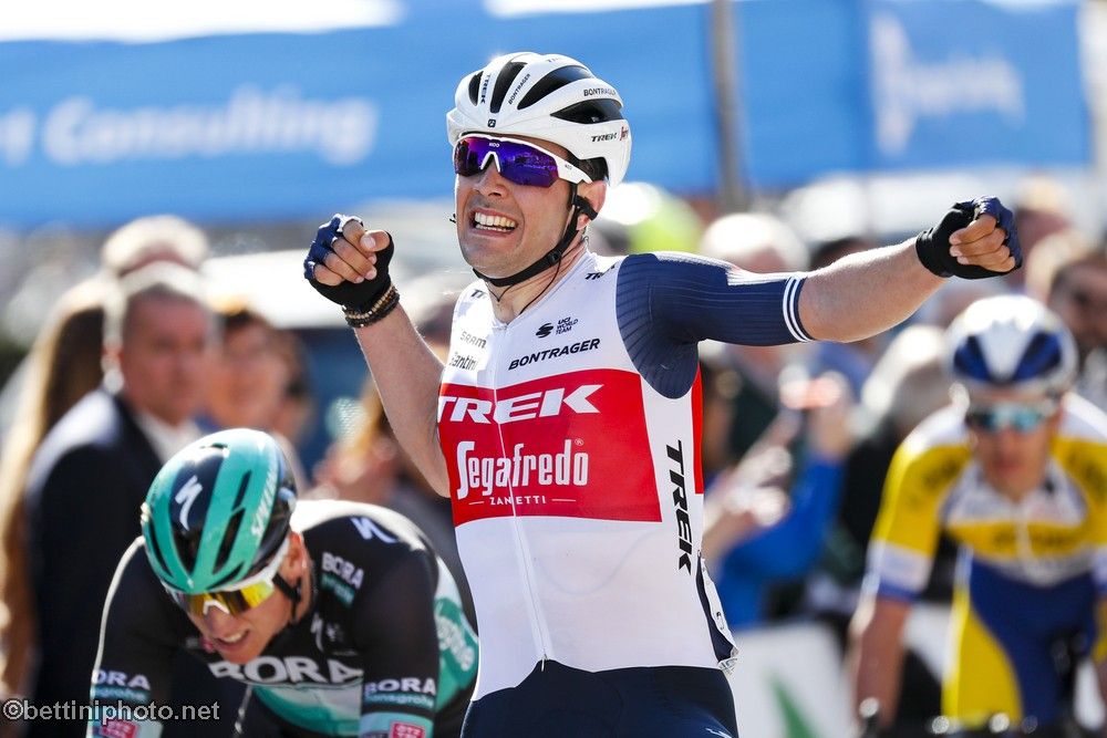 Moschetti punches the air in delight