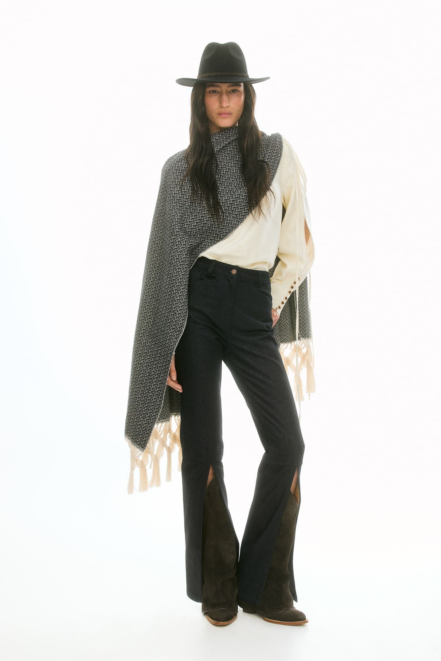 Flared Slit-Front Jeans
