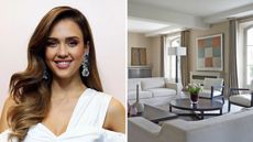 Jessica Alba and neutral living room