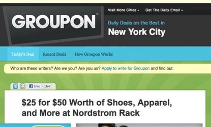 Groupon is a private, Chicago-based company that launched two years ago.