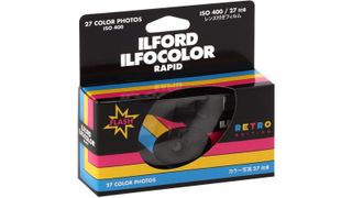 Pproduct shot of Ilford Ilfocolor Rapid Retro Edition, one of the best disposable cameras