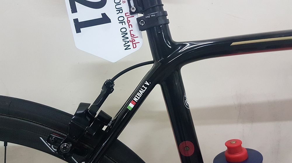 For 2018, Bahrain-Merida have switched from metallic blue to black coloured bikes