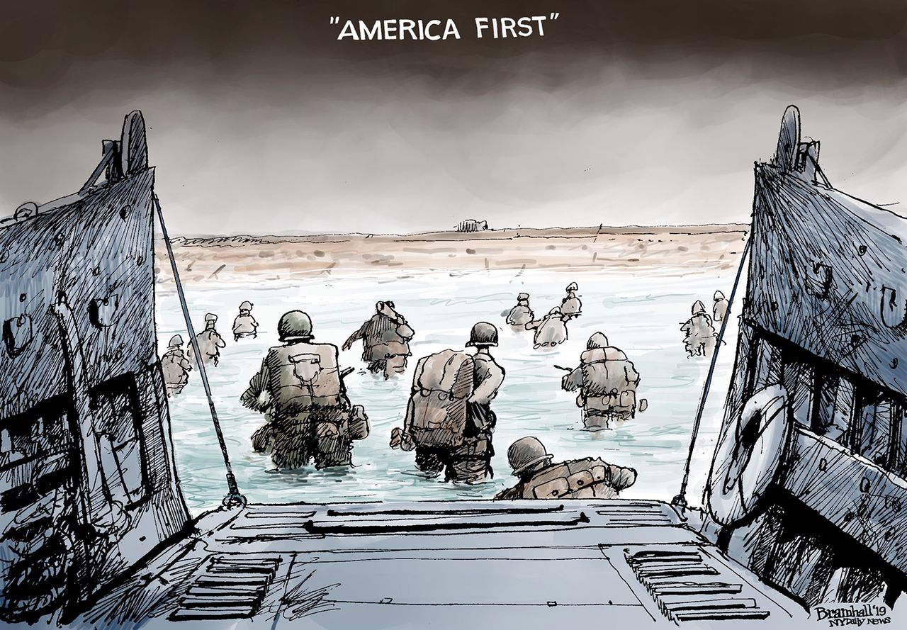 Editorial Cartoon U.S. D-Day Normandy American First WWII