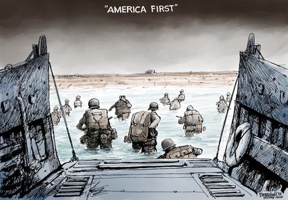 Editorial Cartoon U.S. D-Day Normandy American First WWII