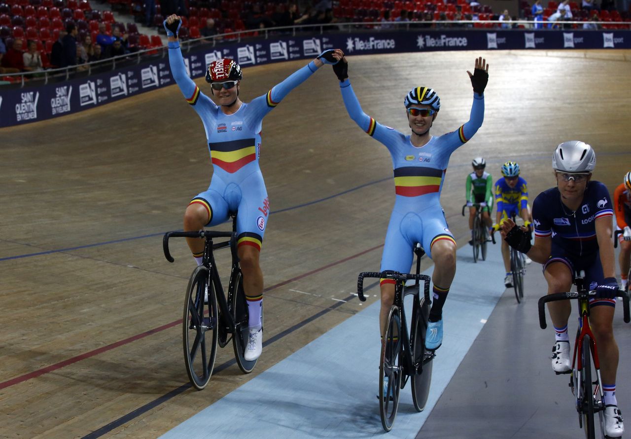 Jolien d'Hoore and Lotte Kopecky make history as the first European women's Madison champions