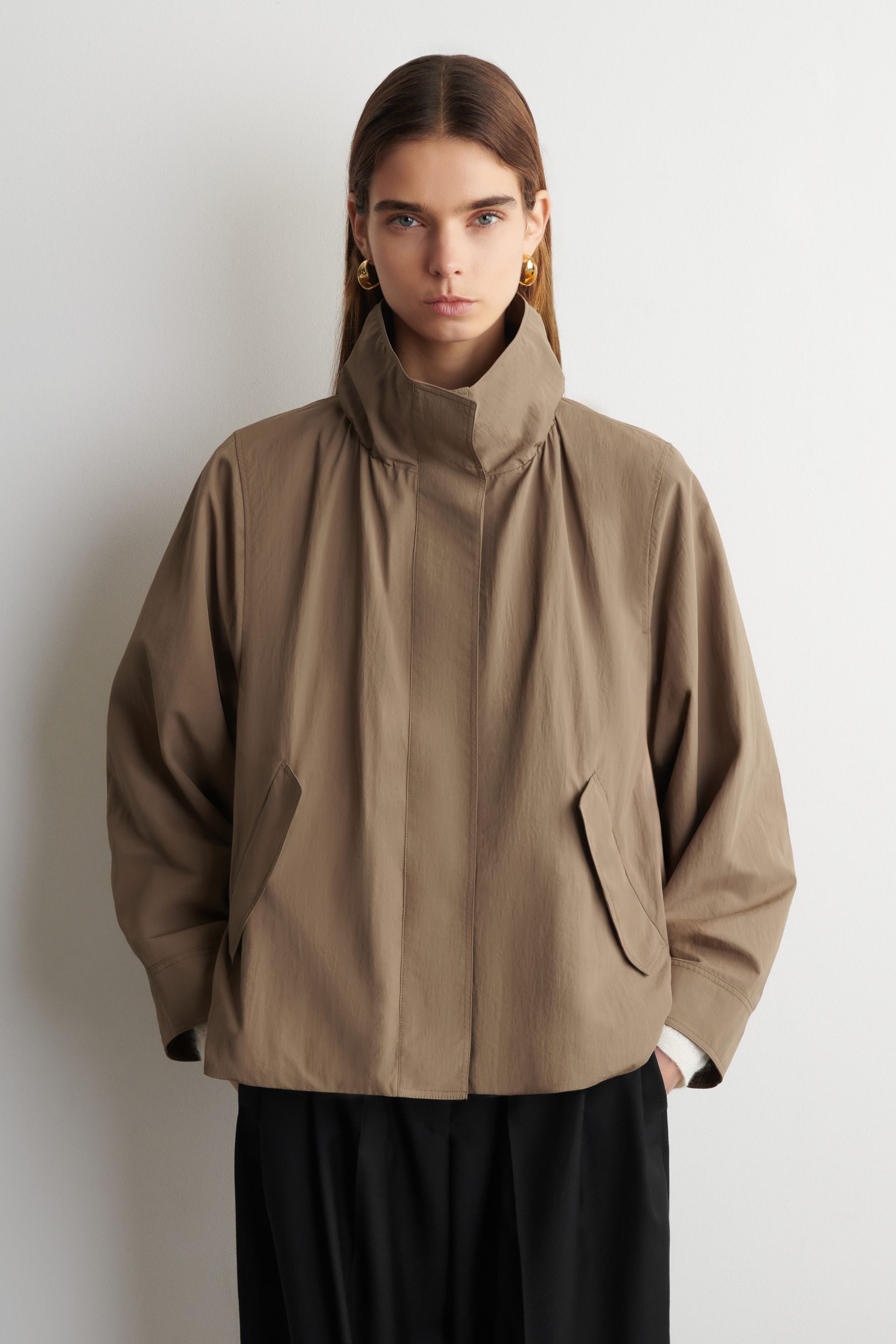 Nylon Funnel-Neck Jacket