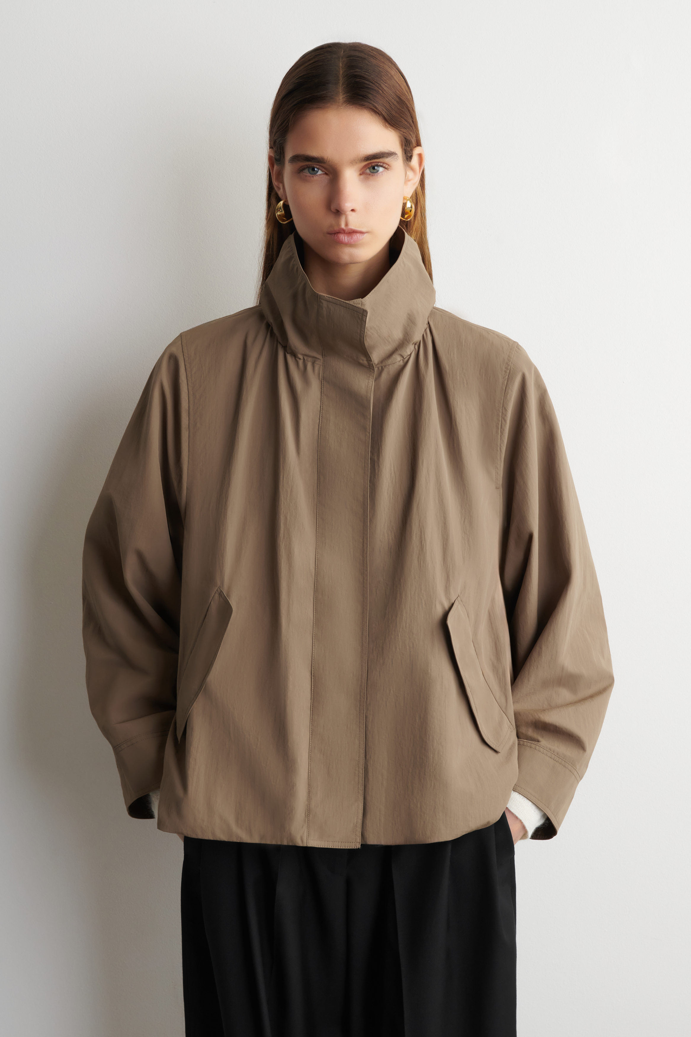 nylon funnel neck jacket