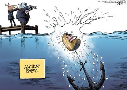 Political Cartoon U.S. Trump democrat immigration plan Republican GOP