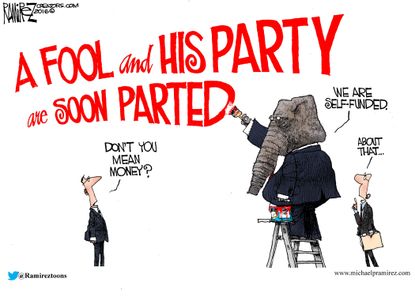 Political cartoon U.S. GOP divided