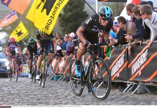 Gianni Moscon (Team Sky) out of the saddle on the Paterberg
