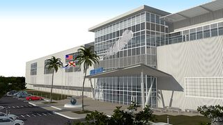 An artist's rendition of Blue Origin's new Florida facility, where the company will manufacture and test orbital rockets.