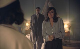 Claes Bang and Emily Mortimer in "The New Look