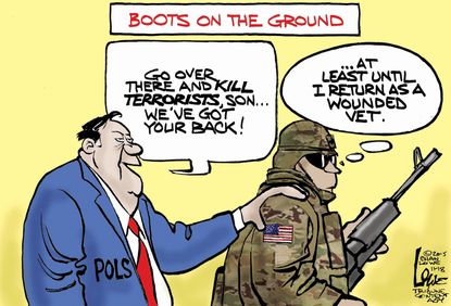 Editorial cartoon Boots on the Ground