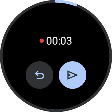 Recording a voice message on the Google Messages app for Wear OS