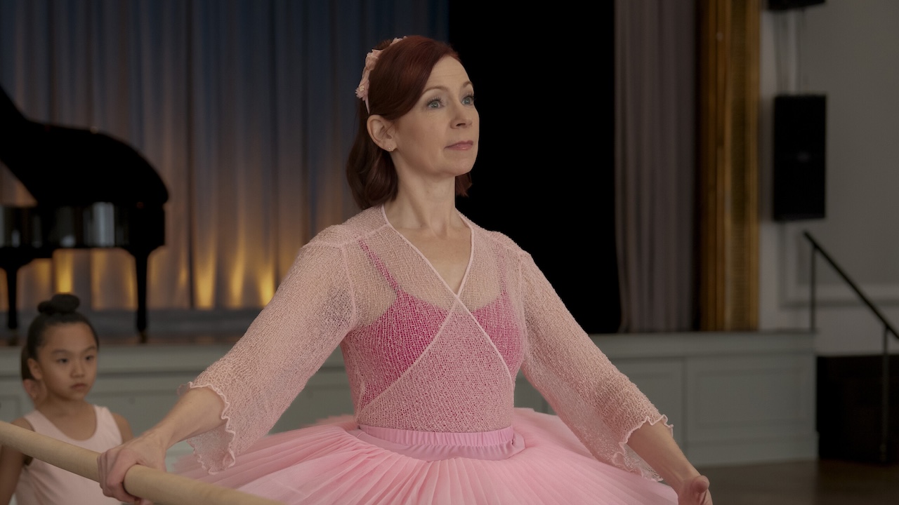 Carrie Preston dressed in a ballet tutu in Elsbeth Season 3x10