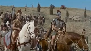 Two Roman soldiers on horseback in The Robe