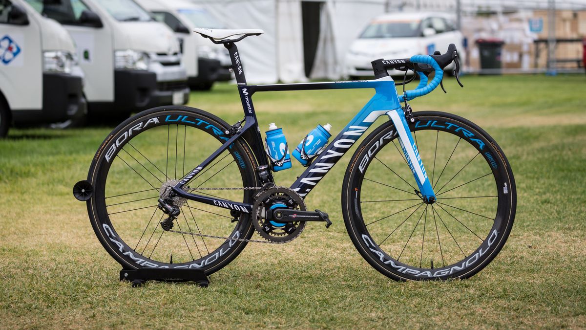 Movistar Team's Canyon Aeroad CF SLX with Campagnolo Super Record EPS and Bora Ultra wheels