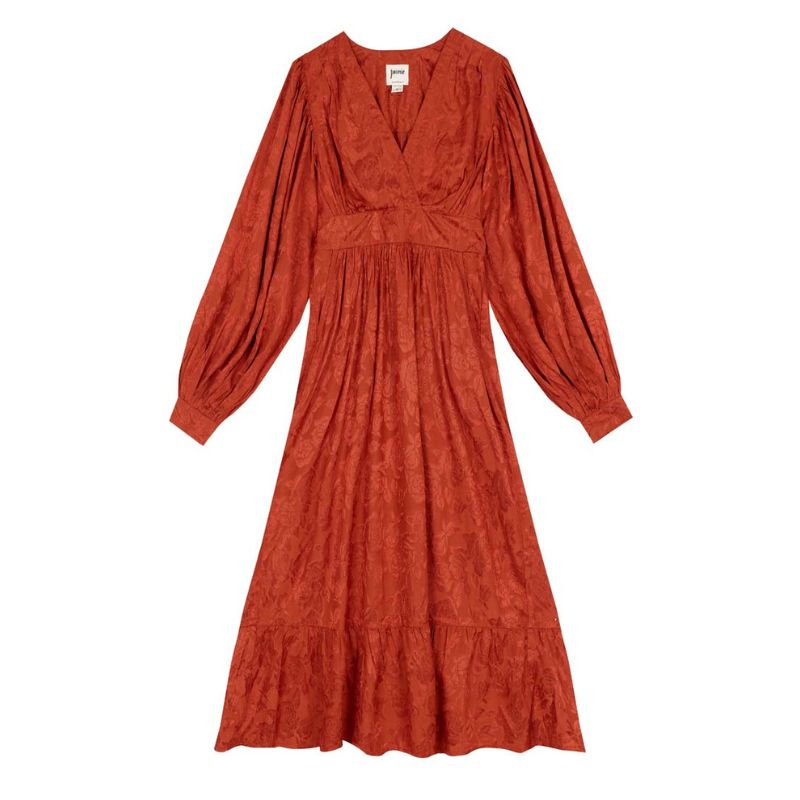 Joanie , Victoria Floral Damask Balloon Sleeve Midaxi