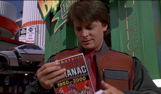 Back to the Future: Part II Marty looks at the Sports Almanac in 2015.