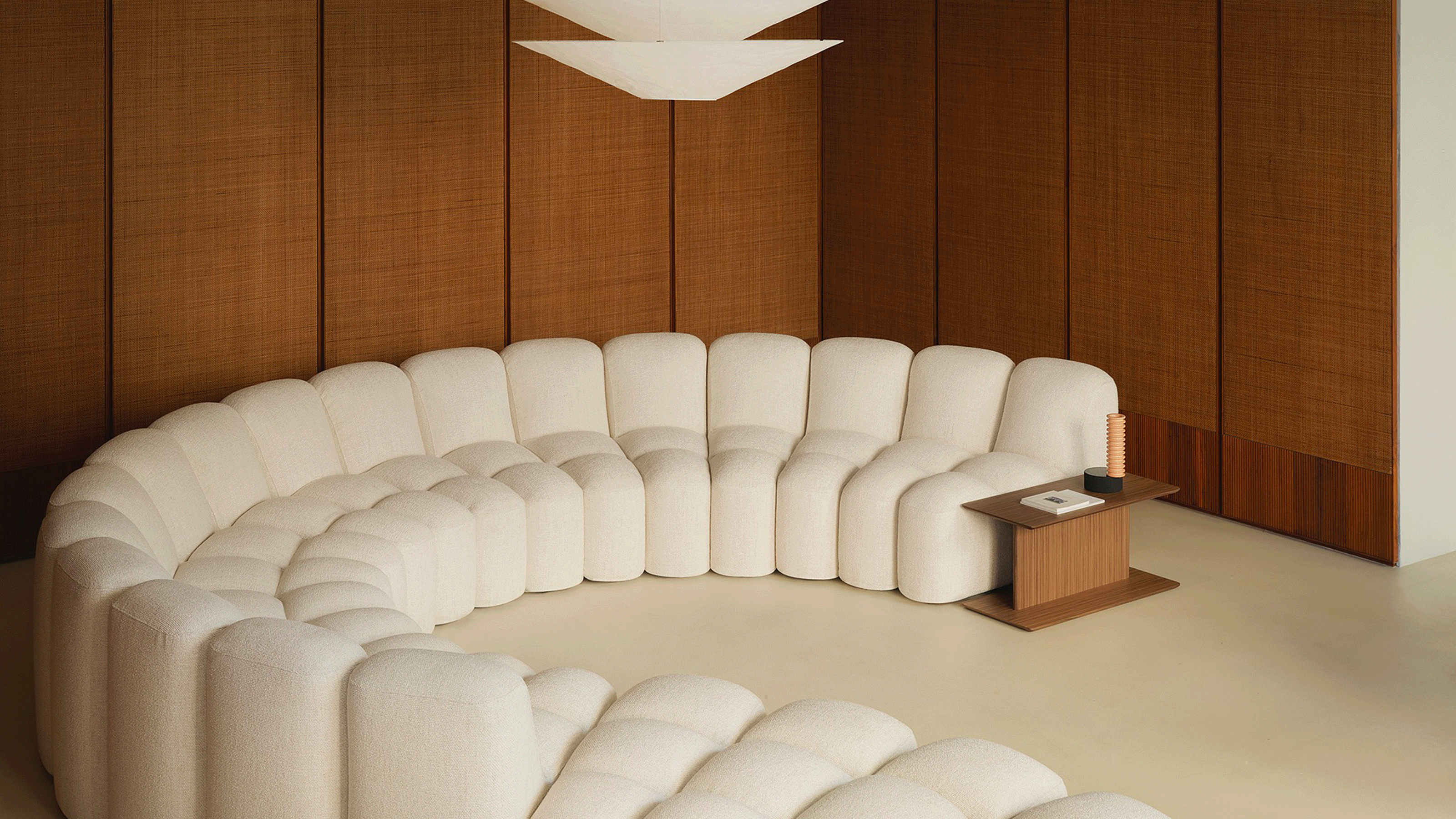 a revolving carousel of interiors and art, including a sofa, a bathing club, a morris & co border, and bottles of wine on a shelf