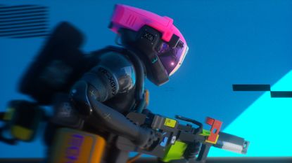 A close-up of a Runner in motion during the Marathon game PS5 reveal.