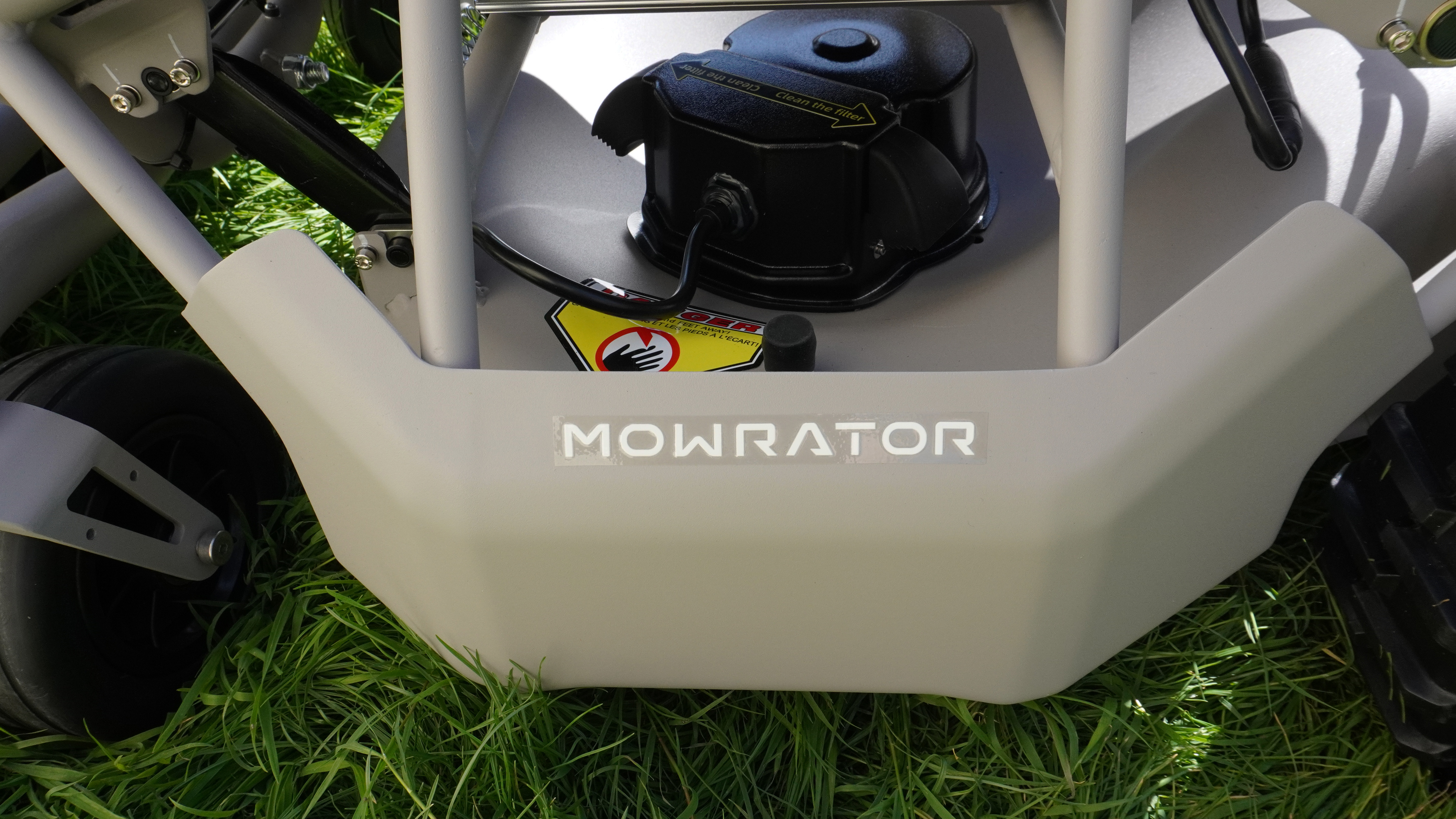 Side panel of the Mowrator S1 2WD lawnmower.