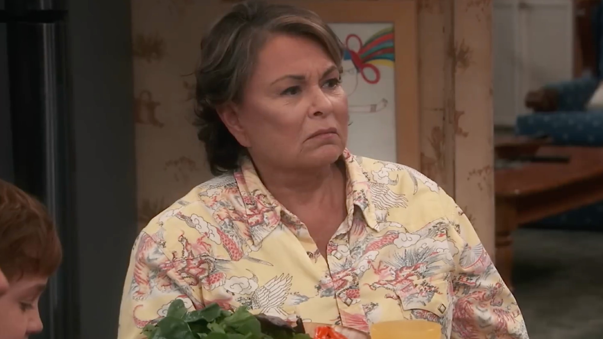 Roseanne looking concerned