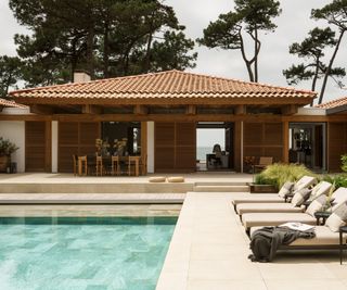 swimming pool at beach house in france