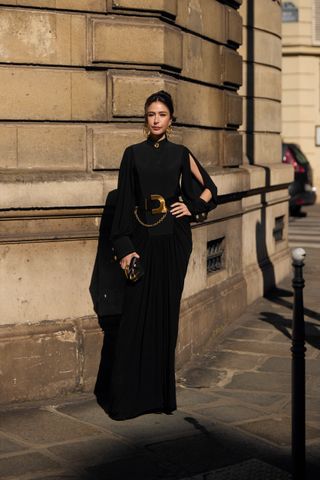 textured outfits at paris fashion week