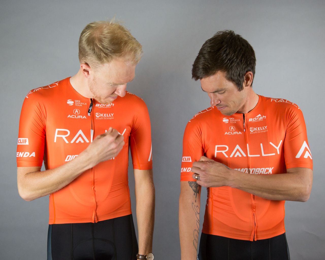 Rob Britton and Evan Huffman appreciate a well-fitted jersey.