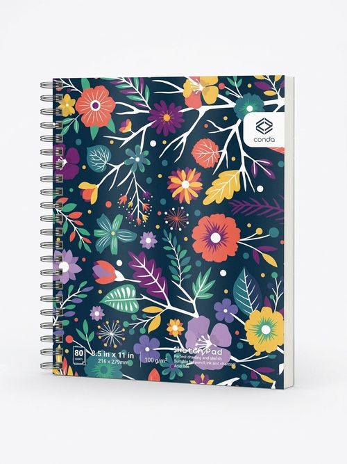 5"x11" Sketch Book, 80 Sheets (68 Lb/100gsm), Spiral Bound Artist Sketch Pad