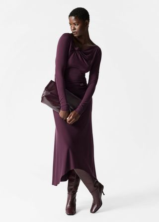 Draped Knotted Midi Dress