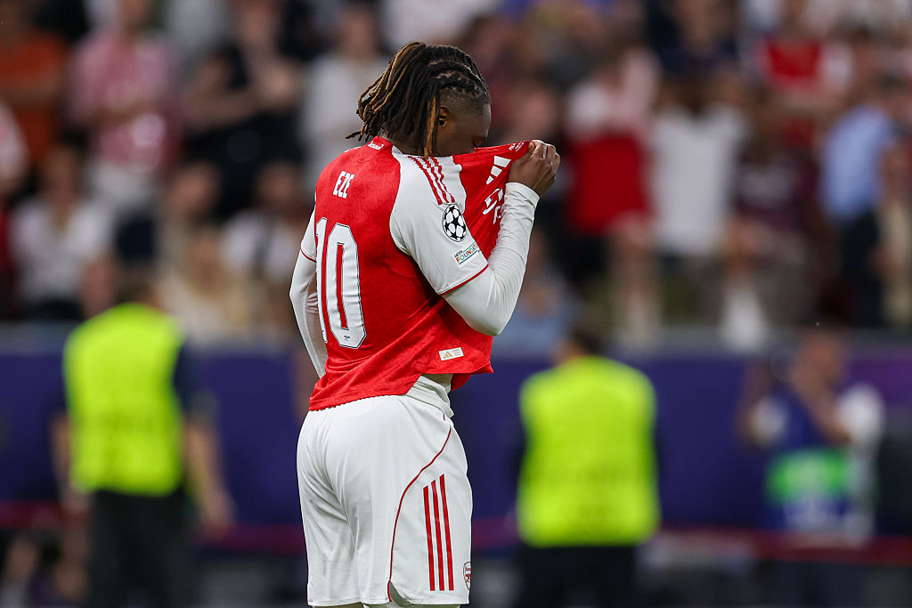 Eberechi Eze of Arsenal during the UEFA Champions League 2026 Final between Paris Saint-Germain and Arsenal FC at Puskas Arena on May 30, 2026 in Budapest, Hungary.