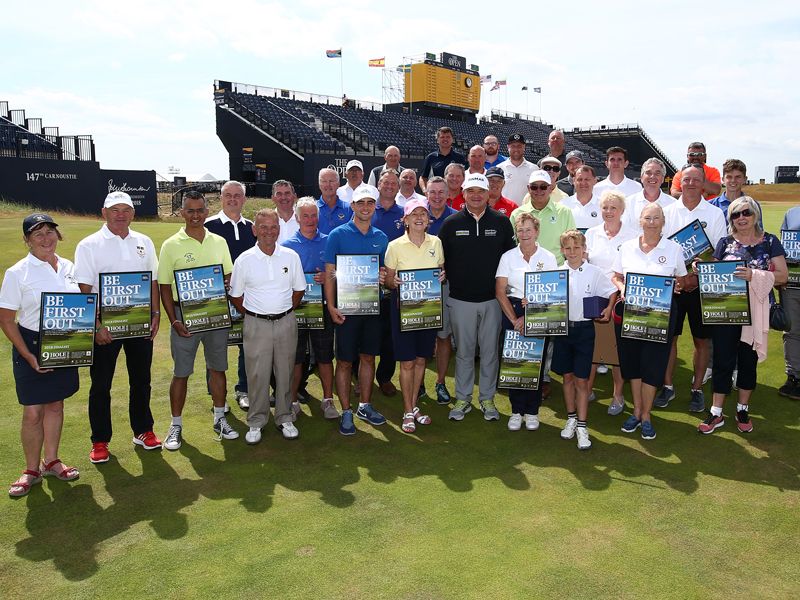 1999 Champion Golfer Paul Lawrie with the finalists of The R&amp;A 9-Hole Championship