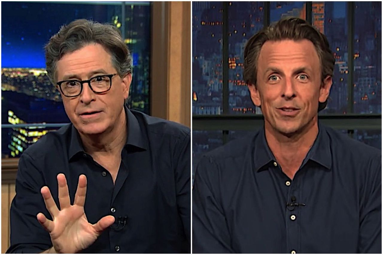 Stephen Colbert and Seth Meyers