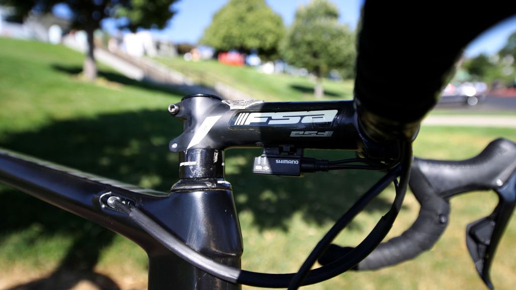 Ben Hermans' Di2 junction box is superglued to the underside of his FSA stem