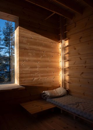 Gartnerfuglen's Aarestua cabin timber interior
