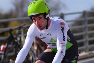 Mark Cavendish (Dimension Data) bloodied in a crash in Tirreno-Adriatico