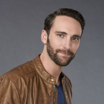 Facial hair, Hair, Beard, Chin, Brown, Jacket, Leather, Model, Human, Leather jacket, 