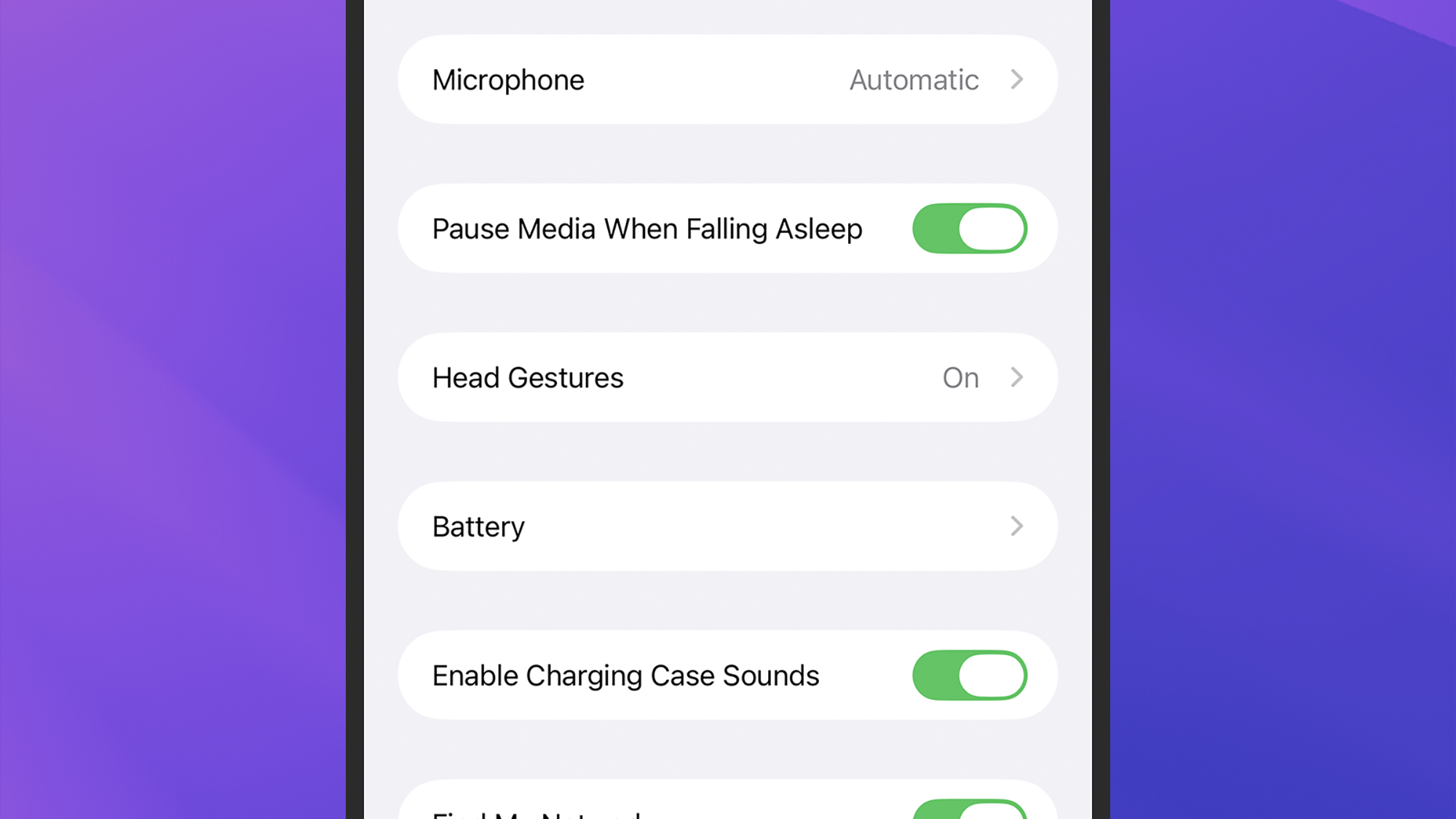 Pause Media When Falling Asleep option for AirPods