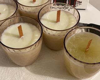 homemade candles cooling and setting
