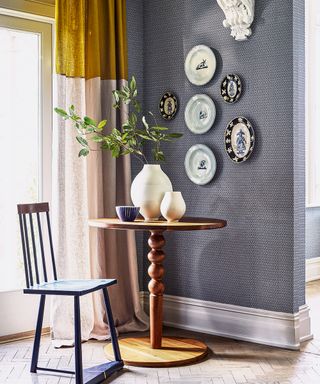 Grey room with side table