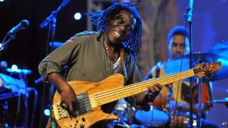 Richard Bona performs on October 8, 2010 at the Palace of the Culture in Abidjan.