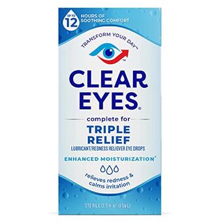 Clear Eyes Triple Relief Eye Drops, Meredakan Mata Merah & Menenangkan Iritasi, 0,5 Fl Oz